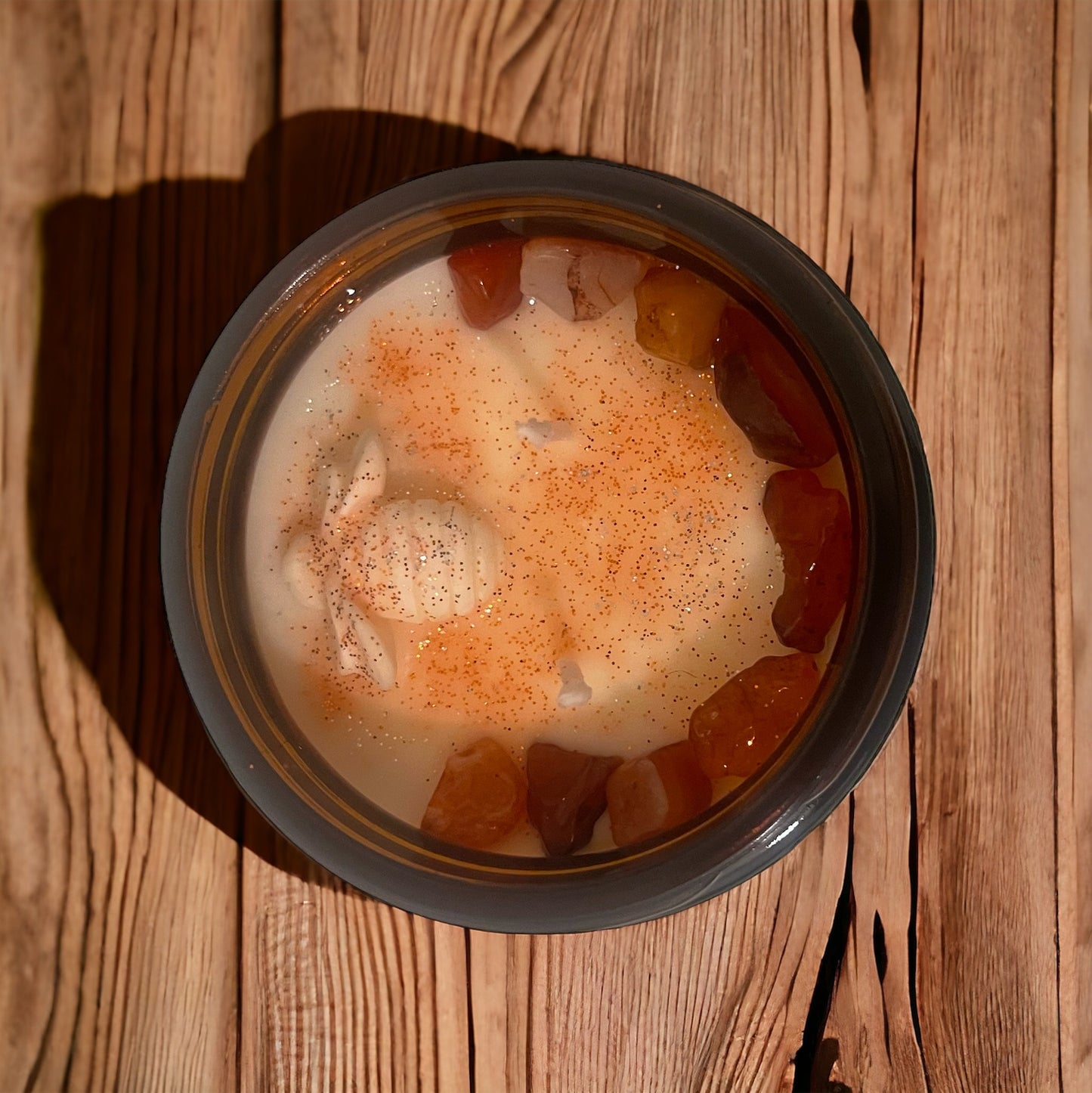 French Vanilla Soy Candle with Carnelian Crystals