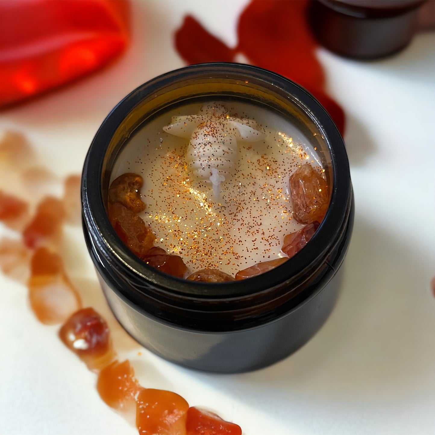 French Vanilla Soy Candle with Carnelian Crystals