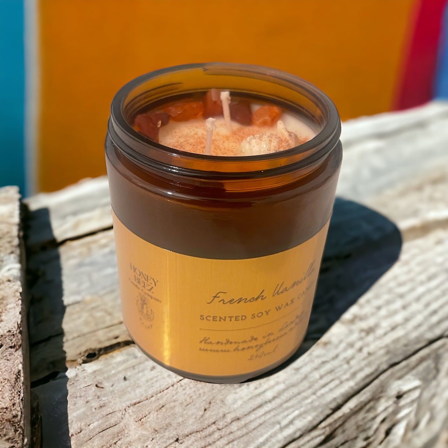 French Vanilla Soy Candle with Carnelian Crystals