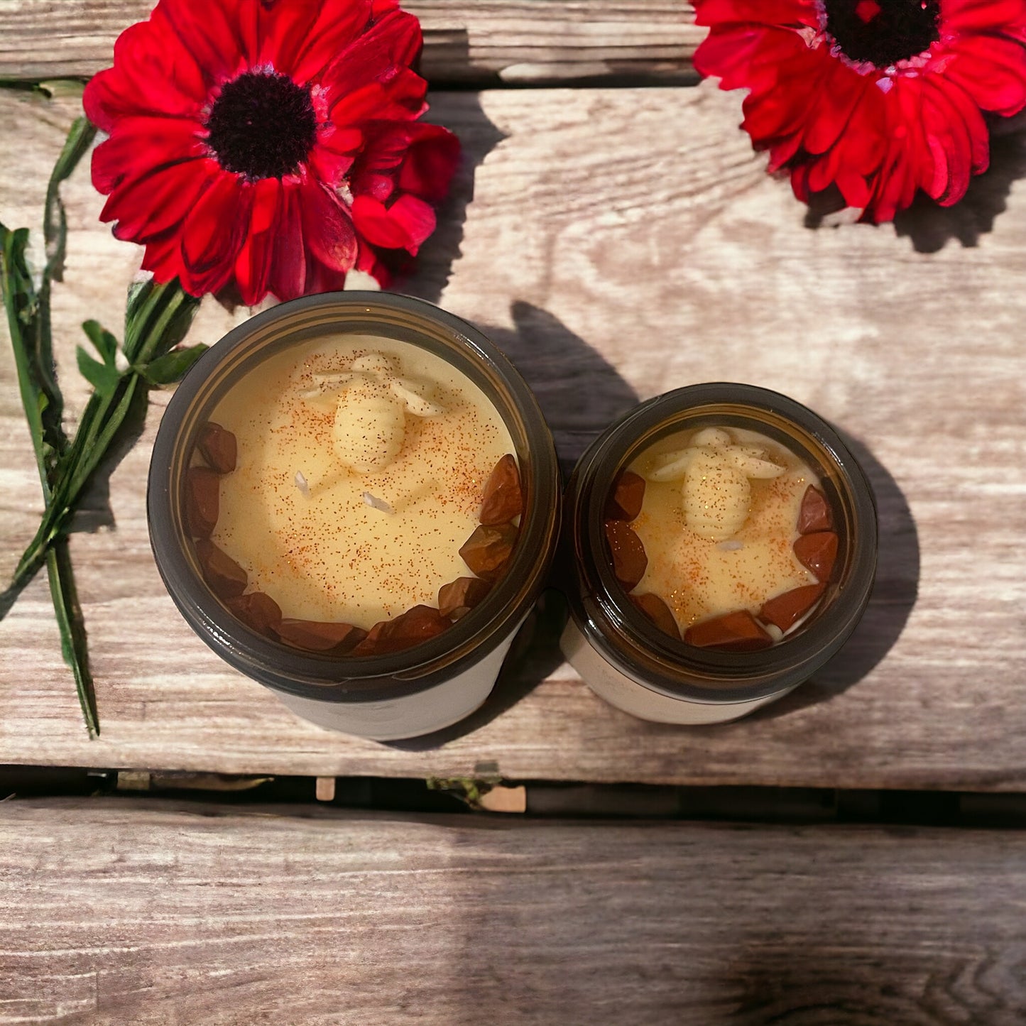 Pumpkin Spice Soy Wax Candle with Red Jasper