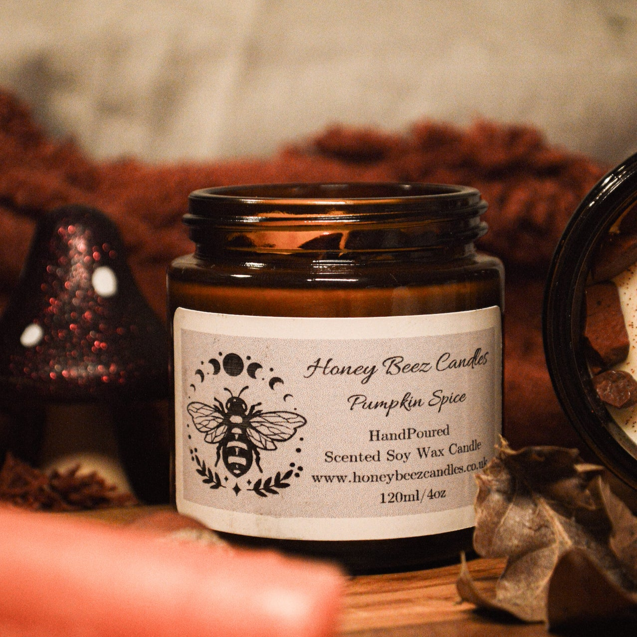 Pumpkin Spice Soy Wax Candle with Red Jasper