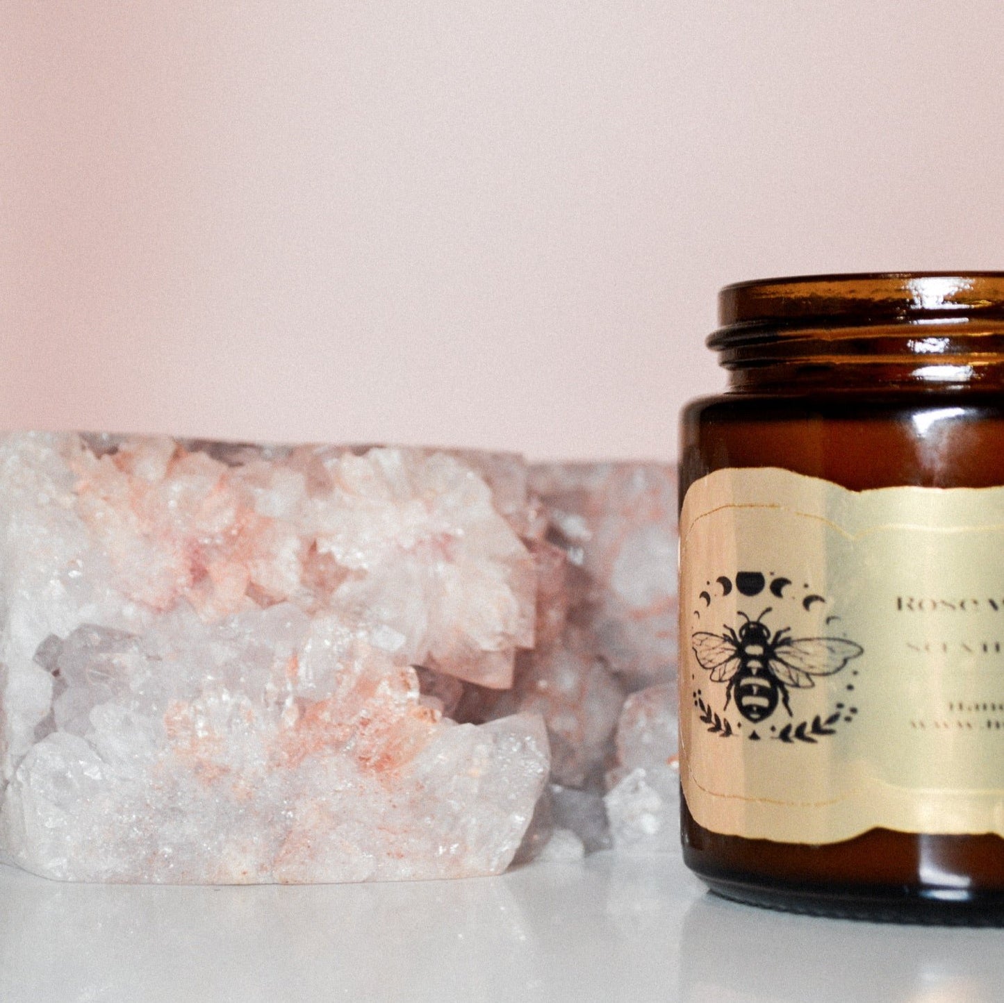 Luxurious Rose Scented Candle with Rose Quartz