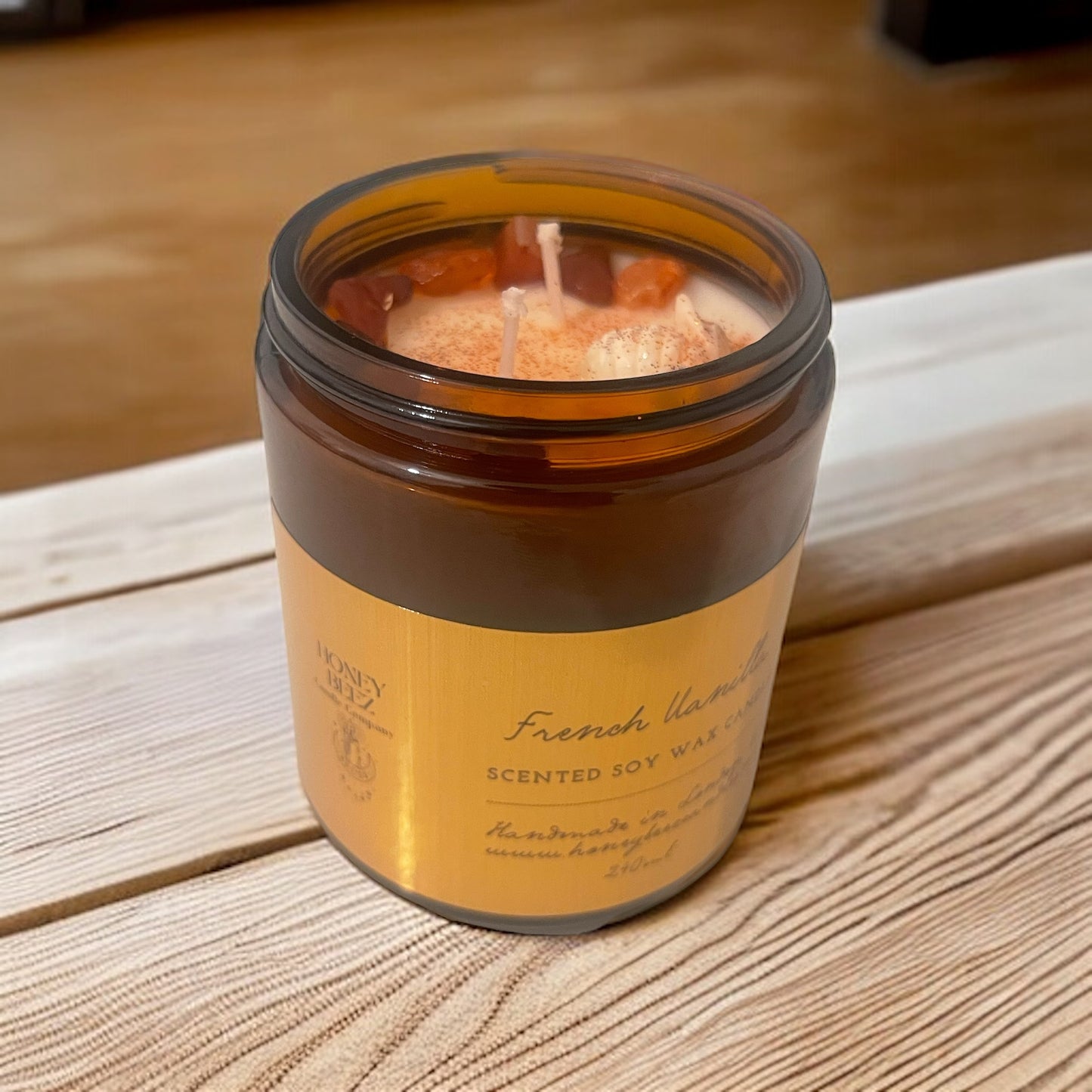 French Vanilla Soy Candle with Carnelian Crystals